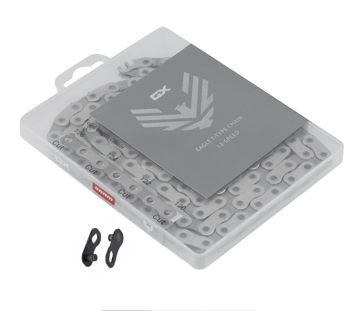 SRAM GX Eagle Flattop T-Type 12 Speed Chain  126 Links  PowerLock 12s Silver
