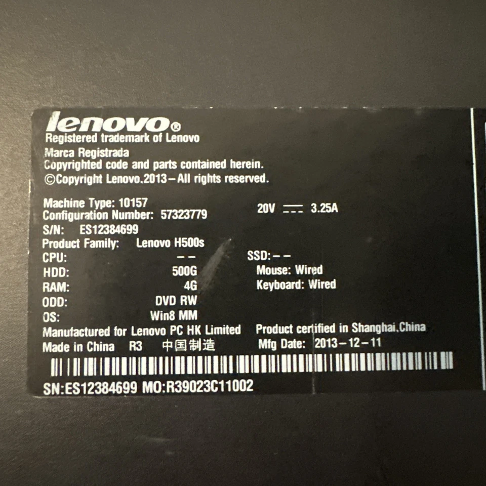 Lenovo H520S i5-3330 3.00GHz 6GB 1TB HDD DVDRW & H500S 500GB HDD 4GB - READ 👀!! - Image 3 of 4