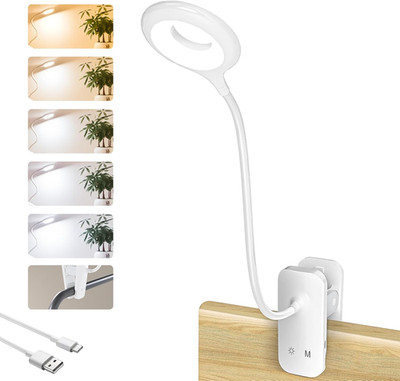 Clip on Reading Light for Bed Headboard, Rechargeable Battery Clamp on Bunk Bed
