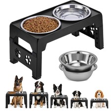 Elevated Dog Bowls, Raised Dog Bowl with 2 Stainless Steel Dog Food Bowls, Do...