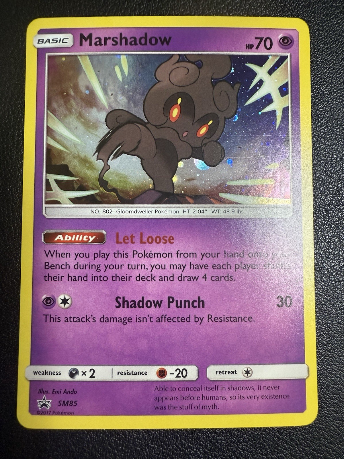 Pokemon TCG Marshadow SM85 Sun & Moon Black Star Promo