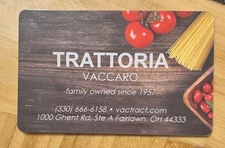 Trattoria Vaccaro Restaurant Gift Card $200 value!