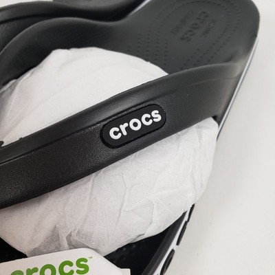 Crocs Bayaband Flip Mens Sz 10 Womens Sz 12 Black White Slip  display picture 1