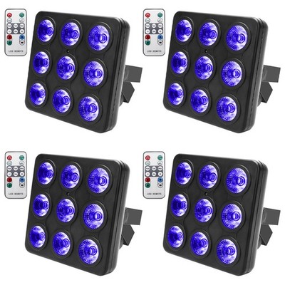 4PCS RGBW Mini Par Light DMX512 9x18W LEDs Sound Active Uplighting Wedding Party