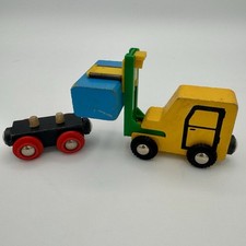 Vintage Brio Trains Wooden Railway Magnetic Wooden Fork Lift Truck Set 33322