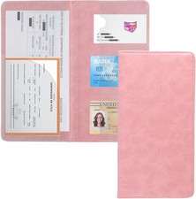 Auto Car Registration and Insurance Documents Holder - PU Leather Color: pink