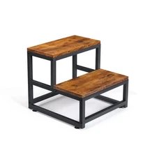 2 Step Stool for Adults , Heavy Duty Sturdy Steel Frame with Wooden Steps, Be...