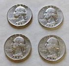 1954 P 1955 P 1956 P 1957P🔥Washington Quarters $1 Face 90%Silver-Lot of 4🔥#W16