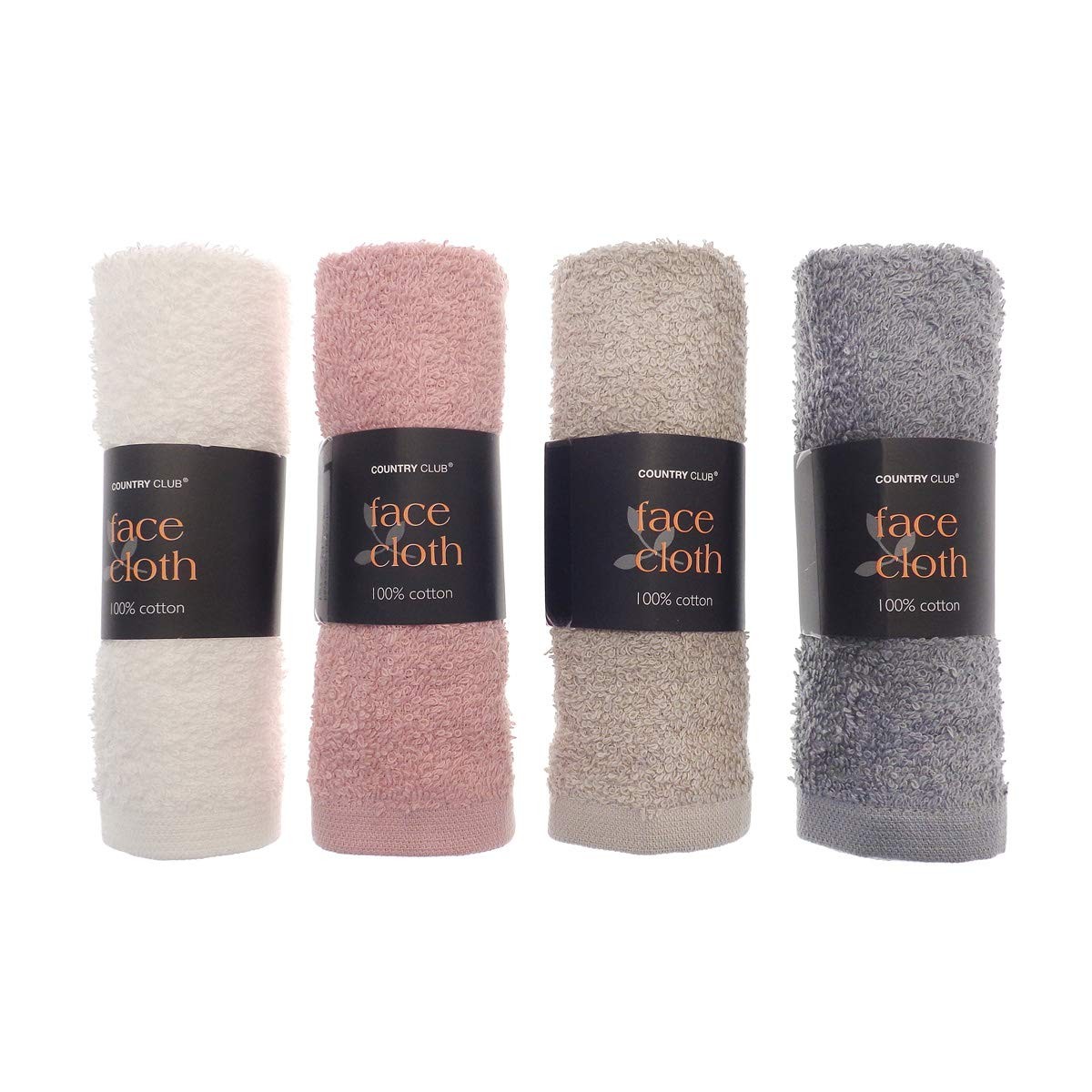 Country Club Set of 4 Super Soft Cotton Face Cloths - 100% Cotton
