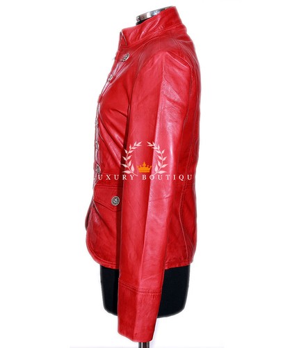 in donna in donna da di da vera pelle scarlatta Giacca rossa lavata agnello pelle qTwfExW1