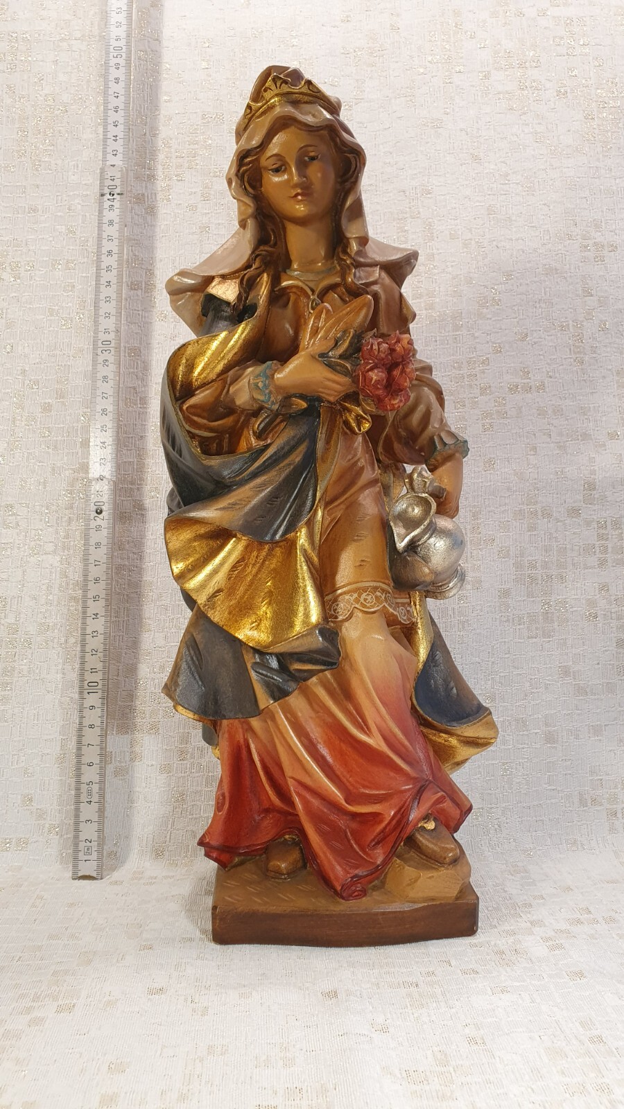 Original südtiroler Holzschnitzerei Hl. Elisabeth, 39cm, Figur, bemalt