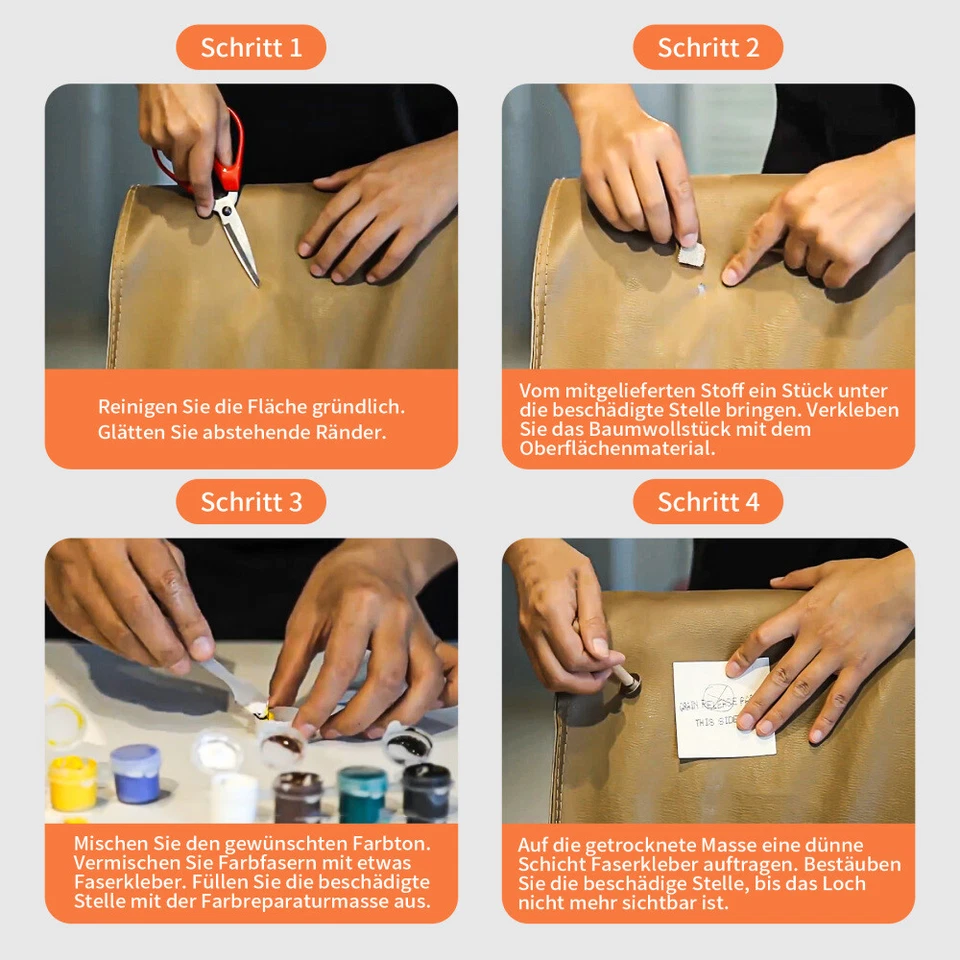 Couch Autositz Reparaturset Leder Fix Polster Teppich Brandloch Reparatur DIY - Bild 3 von 4