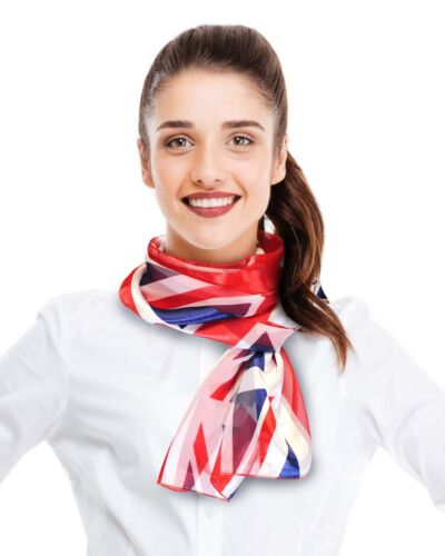 Women's Silk Feeling British England UK Flag 13"x60" Union Jack Fashion Scarf - Picture 3 of 4