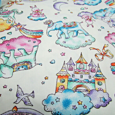 Unicorns Castles 100 Cotton Poplin Fabric Rose Hubble Ebay