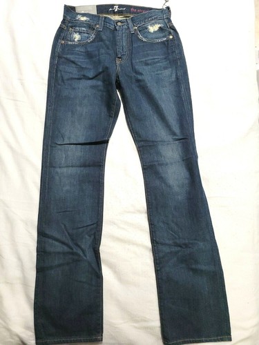 NEW 7 FOR ALL MANKIND THE STRAIGHT MODERN STRAIGHT COTTON DENIM JEANS 28x32