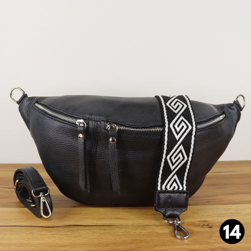 Umhängetasche Damen Leder Schwarz, Cross body Bag, Bauchtasche Damen Leder Navy - Bild 17 von 131