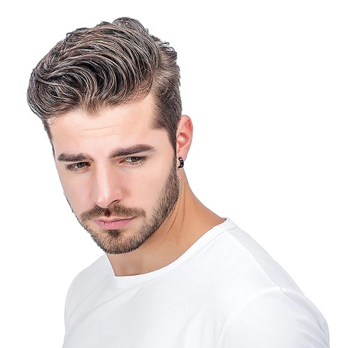 Zense - Men's black hoop earrings ZE0062 - Picture 3 of 5