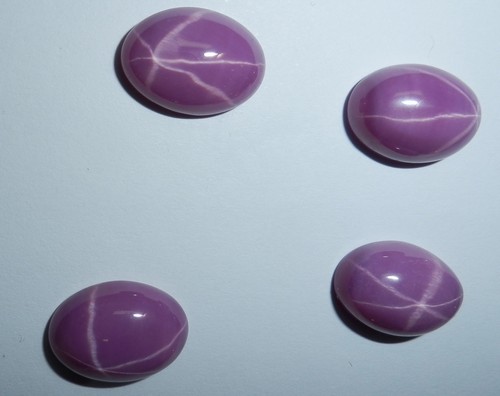 Opaque Star Ruby Oval 14x10 mm Cabochon 6 Rayed Lab-created Stone 5 pieces Lot - Picture 3 of 12