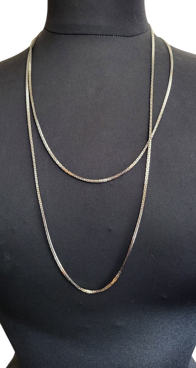 2 Matching Vintage Silver Tone Chain Link Necklaces Marked NS
