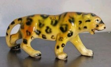 Vintage Leopard Cheetah Glazed Ceramic Figurine Hand Painted Japan 5.5" Souvenir