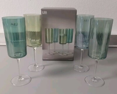 LSA Gems Set Of 4 Green Hies Champagne Flutes