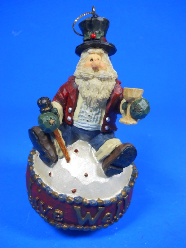 Boyds Bear TBC LIVE WELL Ornament Figurine 1998 old man drinking, cane Mistletoe