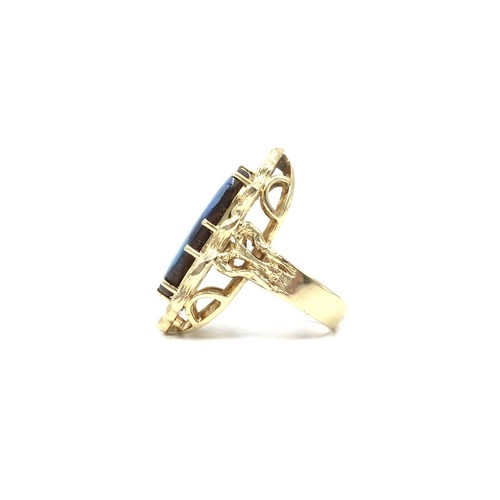 14kt Gelbgold Ring Boulder Opal Australischer Opal 585 Gold Schmuck 16.2mm / 51 - Picture 11 of 17
