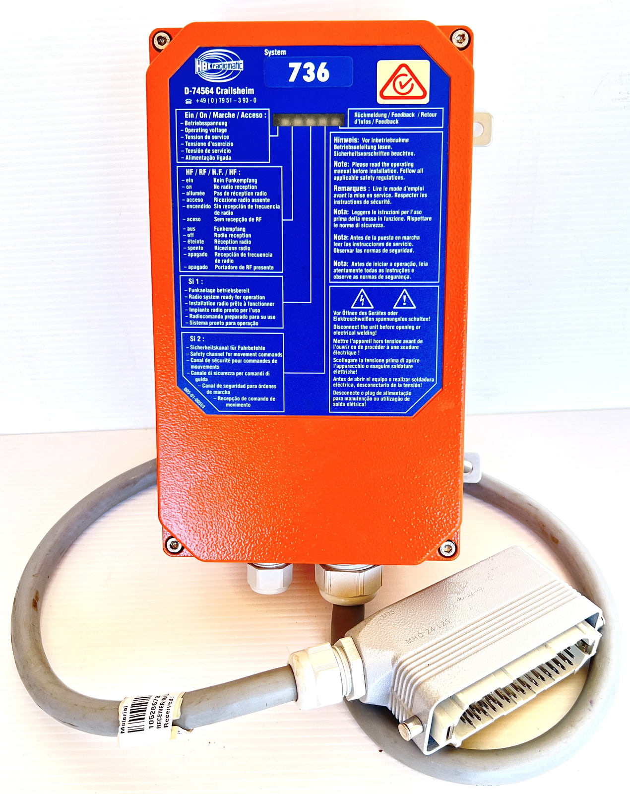 HBC Radiomatic FSE-736 410.9750 - 412.4625 MHz Crane Radio Remote Control *NEW*