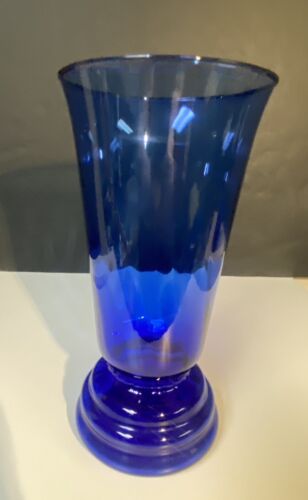 Vintage Hand Blown Cobalt Blue Art Glass Vase OPTIC SWIRL MCM Art Deco Bang - Picture 2 of 8