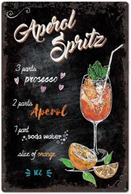 zwf New Vintage Aperol Spritz Cocktail Recipe Tin Metal Signs 8x12  Wall Art, Th