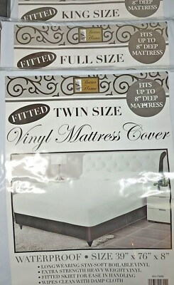 Waterproof Vinyl Fitted Mattress Cover Choice Size Twin, Full, King  New
