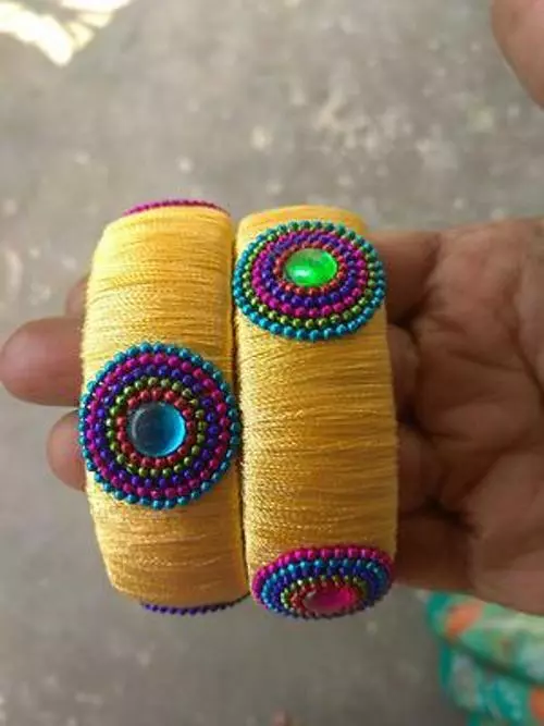 Yellow color Silk Thread Bangles Jewelry Gift for her eBay