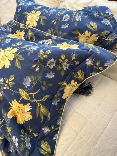 Laura Ashley Emilie Standard Sham Set 2 Blue Yellow Green Floral Cotton - Picture 12 of 24