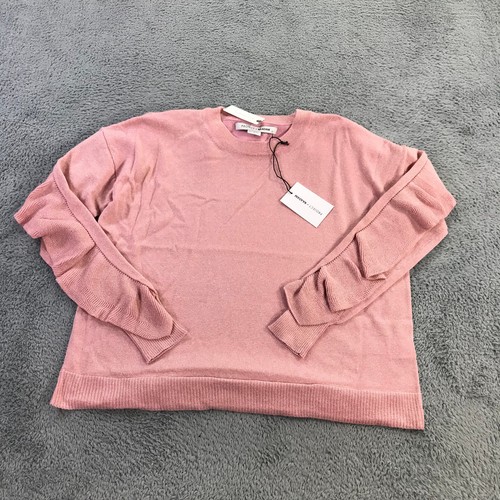 Naadam Sweater Womens Medium Impresario Ruffle Pink Anthropologie Naadam Project - Picture 1 of 13