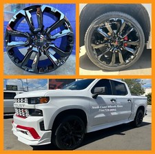 24 New 2024 Chevy Silverado Tahoe Black Wheels Tires Gmc Yukon Sierra Ram Fr201