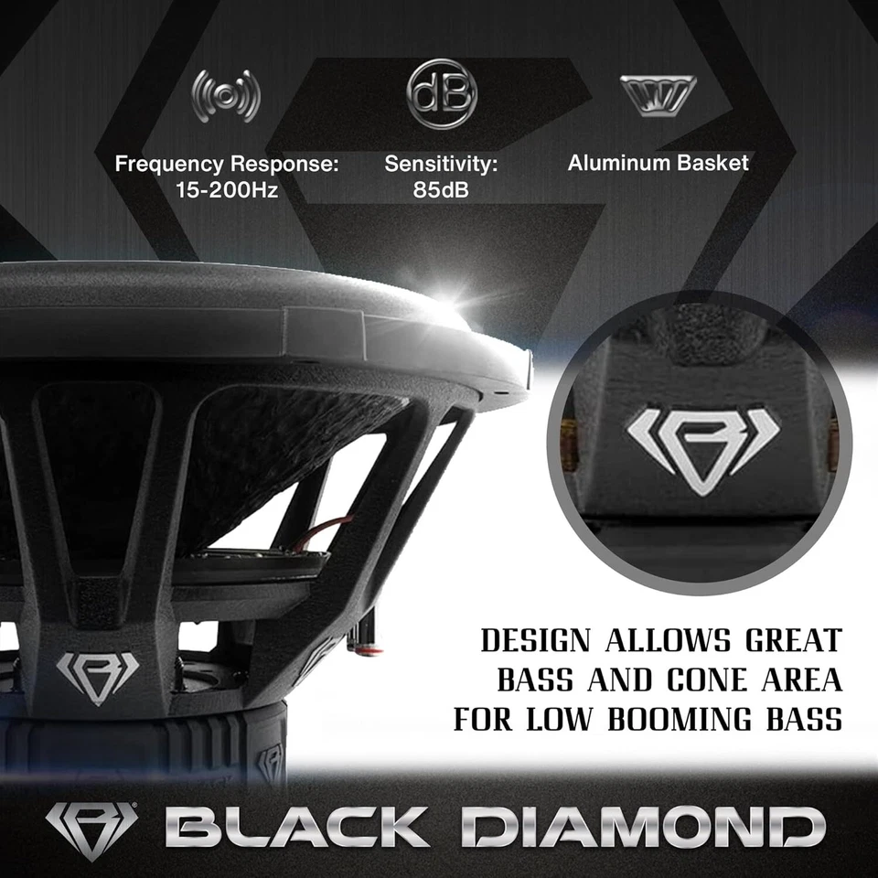 Black Diamond DIA-T15.2D 15" Car Audio Subwoofer 2000W 3" Dual Voice Coil - image 4 of 4