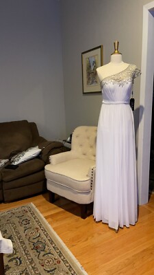 Formal Size 2 La femme Dress.Grecian Style One Shoulder Embroidery Side Zip  | eBay