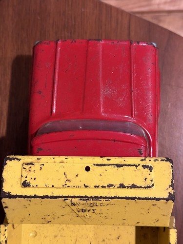 RARE VINTAGE 60S PRESSED STEEL NYLINT FORD DUMP TRUCK | RED | YELLOW | 5100 - Picture 12 of 14