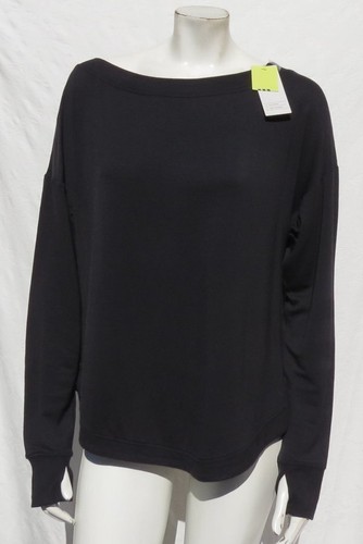 NEU $ 26 ALL IN MOTION Damen XS schwarz superweich Modal Sweatshirt Daumenlöcher Oberteil - Bild 2 von 5