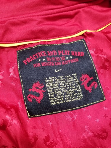 Vintage Nike Soccer Silk Jacket Mens XL Dragon Team China Practice and Play Hard - Picture 9 of 13