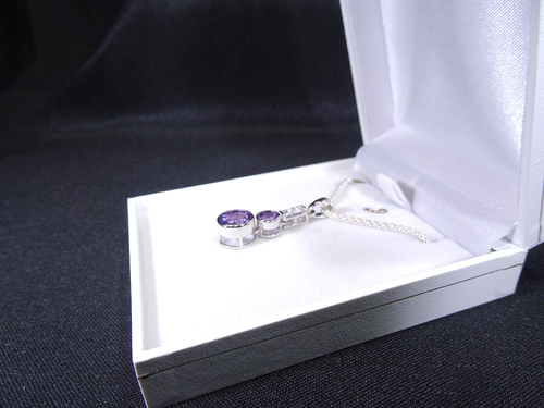 2.96 ct Natural Purple Amethyst & Topaz Solid 925 Sterling Silver Necklace - Picture 12 of 17
