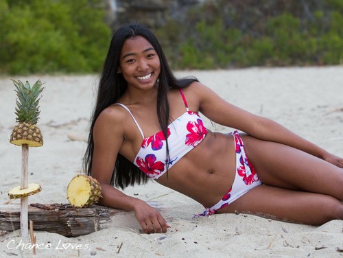 Chance Loves Red Floral BANDEAU 2-PIECE Bikini SET for Tween, Teen, Junior Girls - Picture 9 of 12