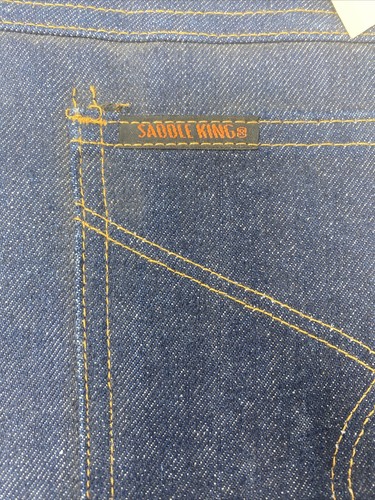 VINTAGE 70S 80S RAW DENIM SADDLE KING JEANS 50 X 32 NOS DEADSTOCK USA - Picture 3 of 15