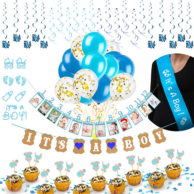 Its A Boy Baby Shower Party Deko Set für Jungs - Girlanden Ballons Schärpe uvm.