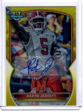 2022 Bowman University #1 Rakim Jarrett Yellow Refractor Auto /75 Buccaneers