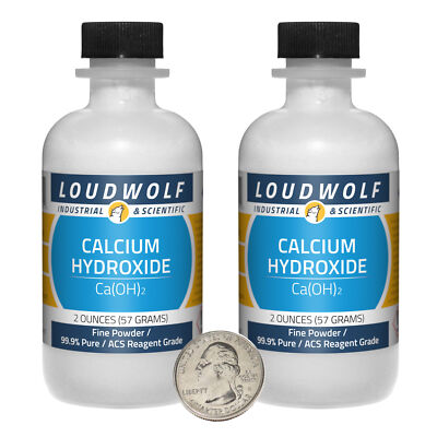 Calcium Hydroxide / 4 Oz / 2 Bottles / 99.9% ACS Reagent Grade / Fine Powder