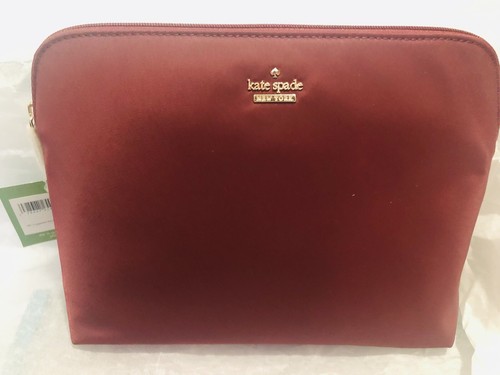 Kate Spade Briley Nylon Top Zip Medium Makeup Travel Case Dark Currant NWT - Picture 5 of 10