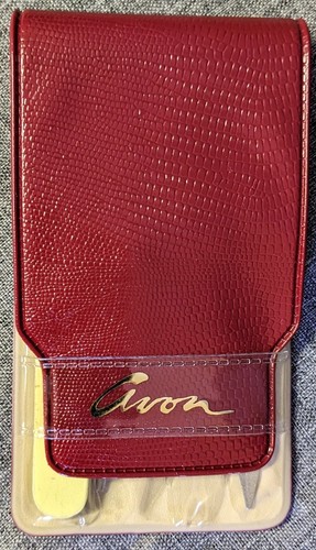 Vintage Avon Nail Care Kit 5pc Manicure Set 1988 Travel Toiletries NoS Red Case - Picture 3 of 7