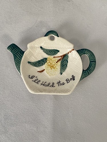 Vintage Ceramic Teabag Holders (4) with Metal Rack  with Lemon and teapot design - Picture 6 of 13