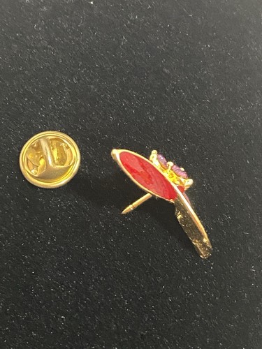 Red Hat Society Lapel Hat Pin Purple Rhinestones - Picture 5 of 7